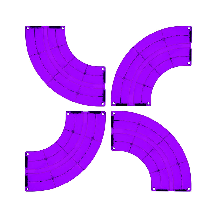 PicassoTiles 4 Piece Purple Race Car Track Quarter Round Magnetic Tiles