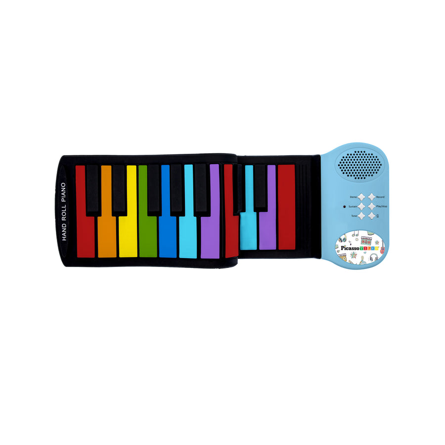 PicassoTiles Kid's 49 Colorful Key Roll-Up Educational Keyboard
