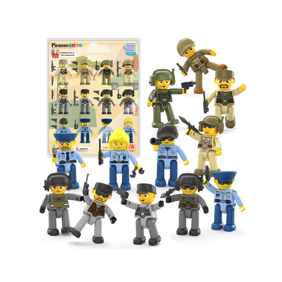 PicassoTiles Law Enforcement & Military Character Figure Set