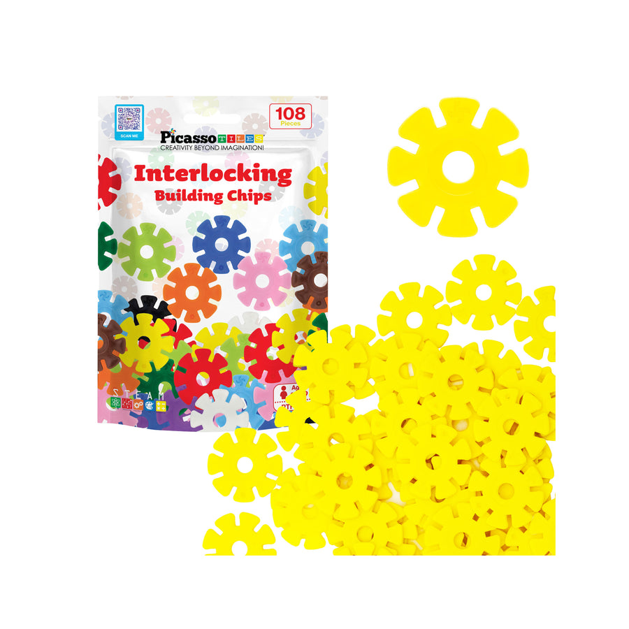 PicassoTiles Building Chip Interlocking Disc Construction Blocks in Color Yellow