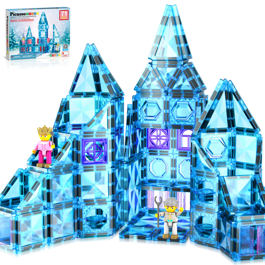 PicassoTiles Travel Sized Winter Ice Magnetic Tile Playset
