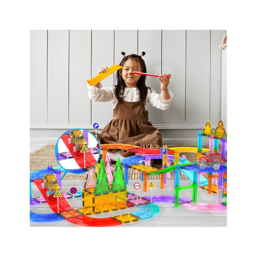PicassoTiles 6pc Race Track Ramp Magnet Toy Expansion Pack