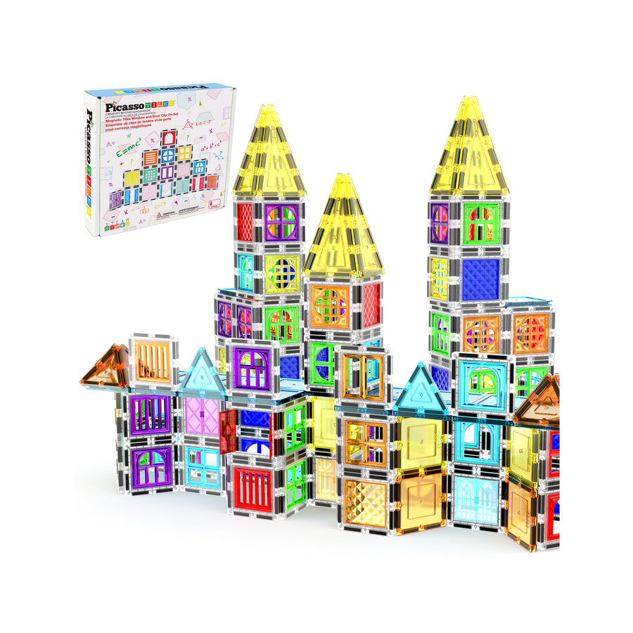 PicassoTiles 40pc Window and Door Magnetic Clip On Toy Set