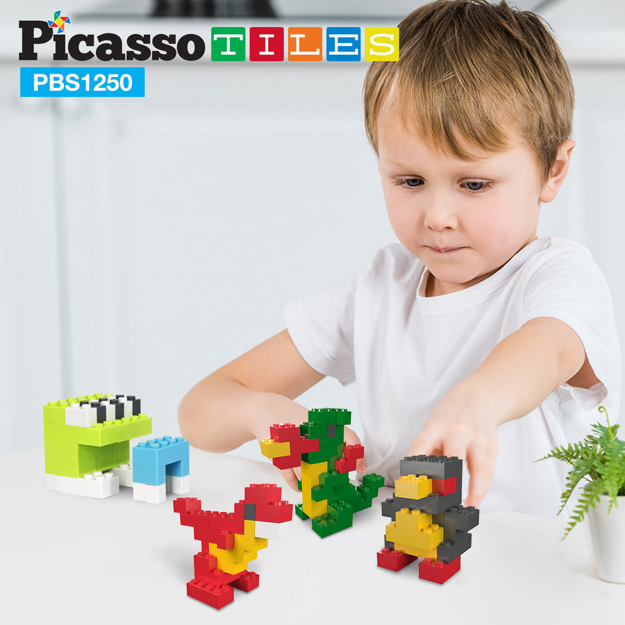 PicassoTiles 1,250 Piece Brick Block Building Set