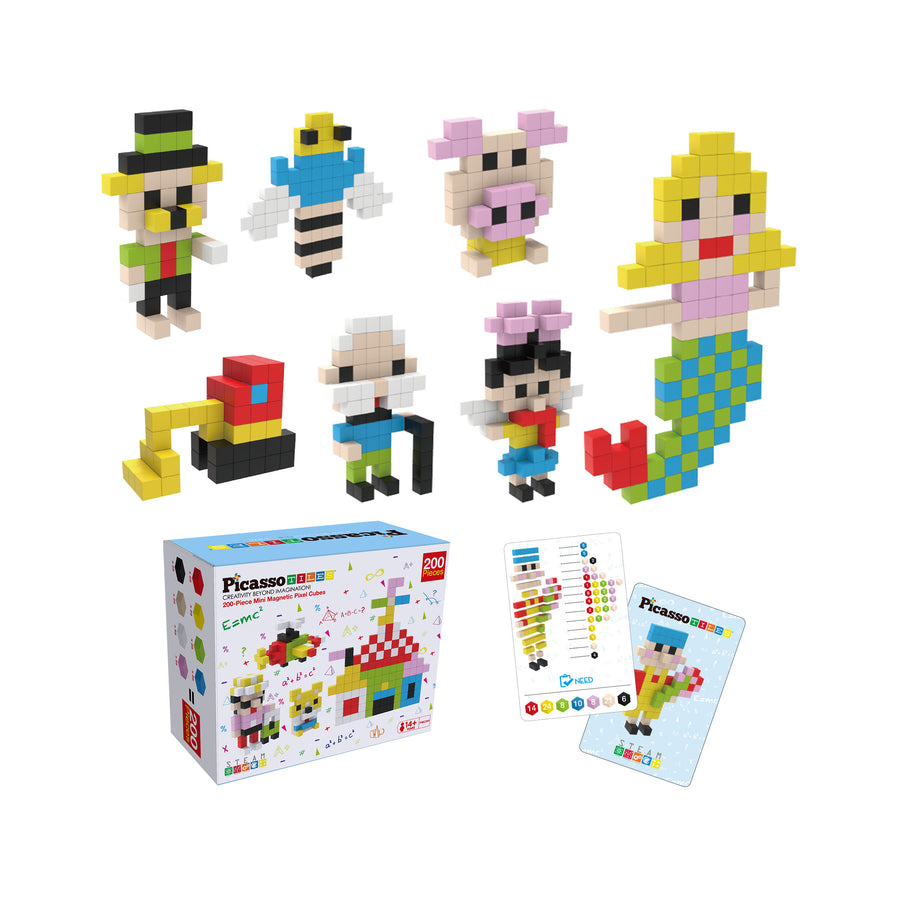 PicassoTiles 200pc Magnetic Mini Pixel Puzzle Cubes