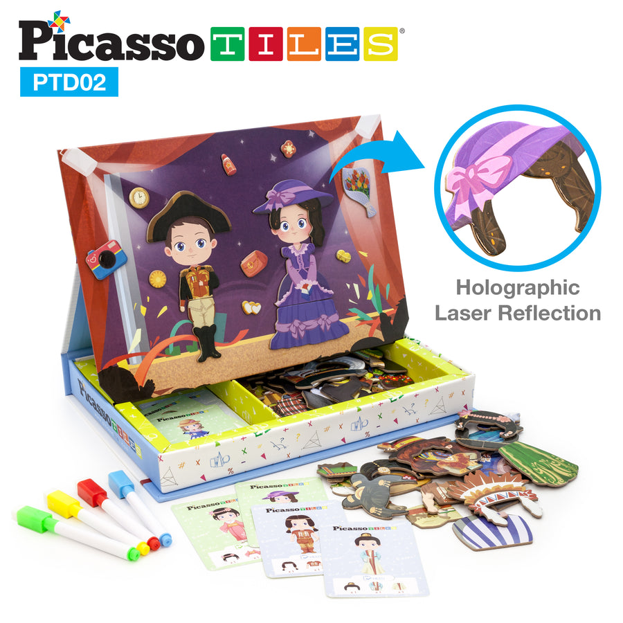 PicassoTiles 115pc Kids Magnetic Face-Board Dress Up Puzzle Book