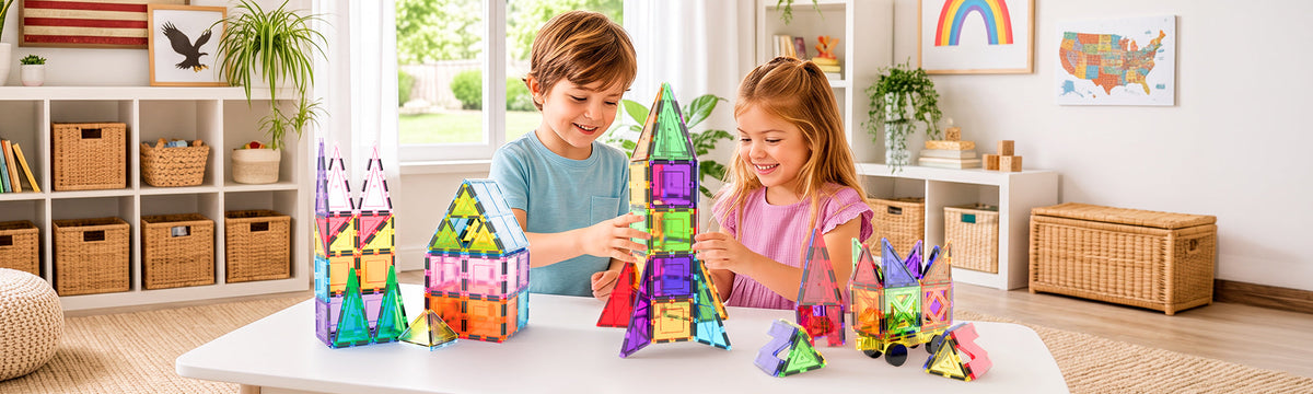 How to Teach Colors and Shapes Using Magnetic Tiles