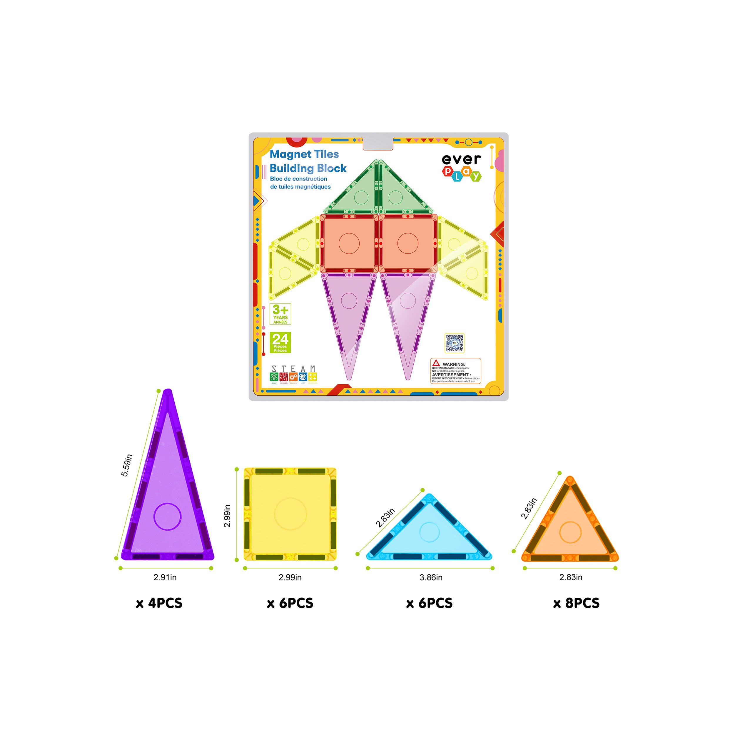 EverPlay 24pc Magnetic Tile Blocks