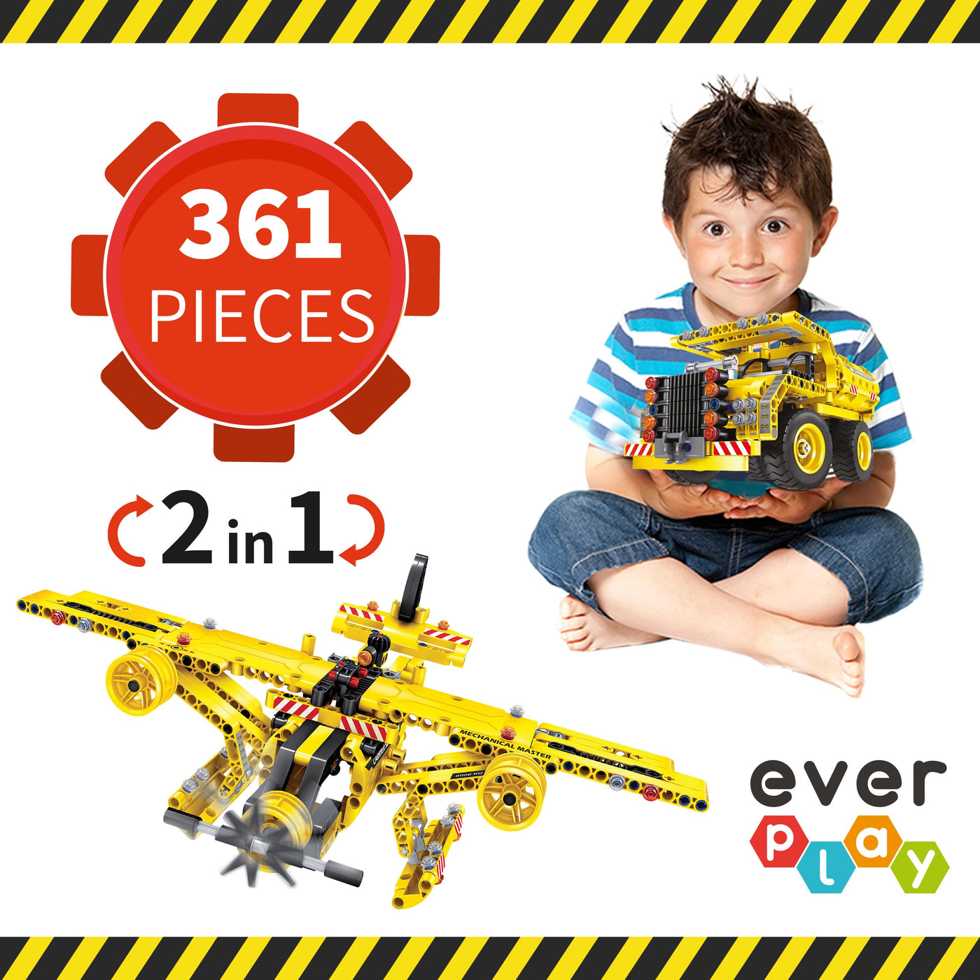 361 Piece 2-In-1 Flying Propeller Airplane & Dump Truck Model ...