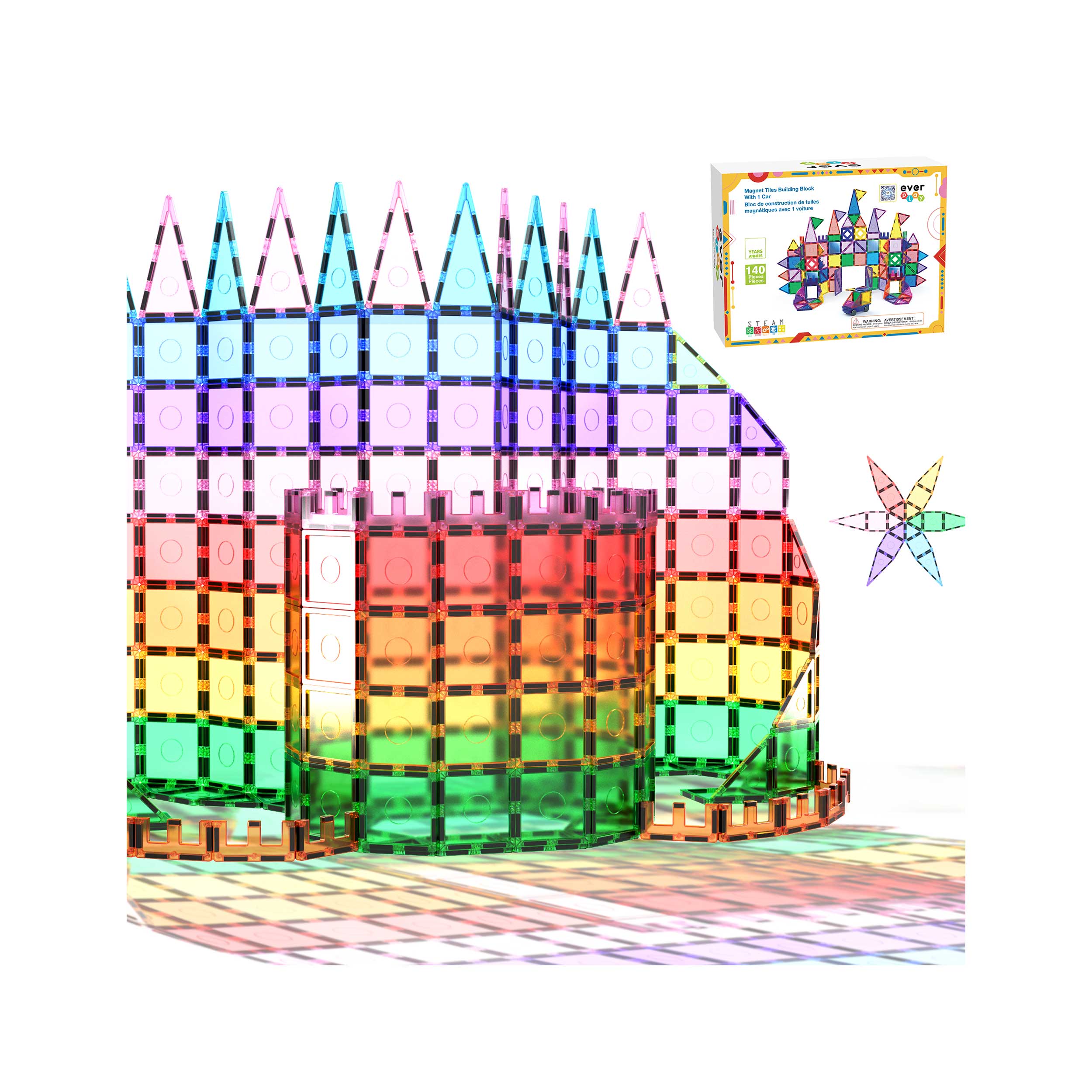Everplay 140 Piece Magnetic Tile Set · PicassoTiles