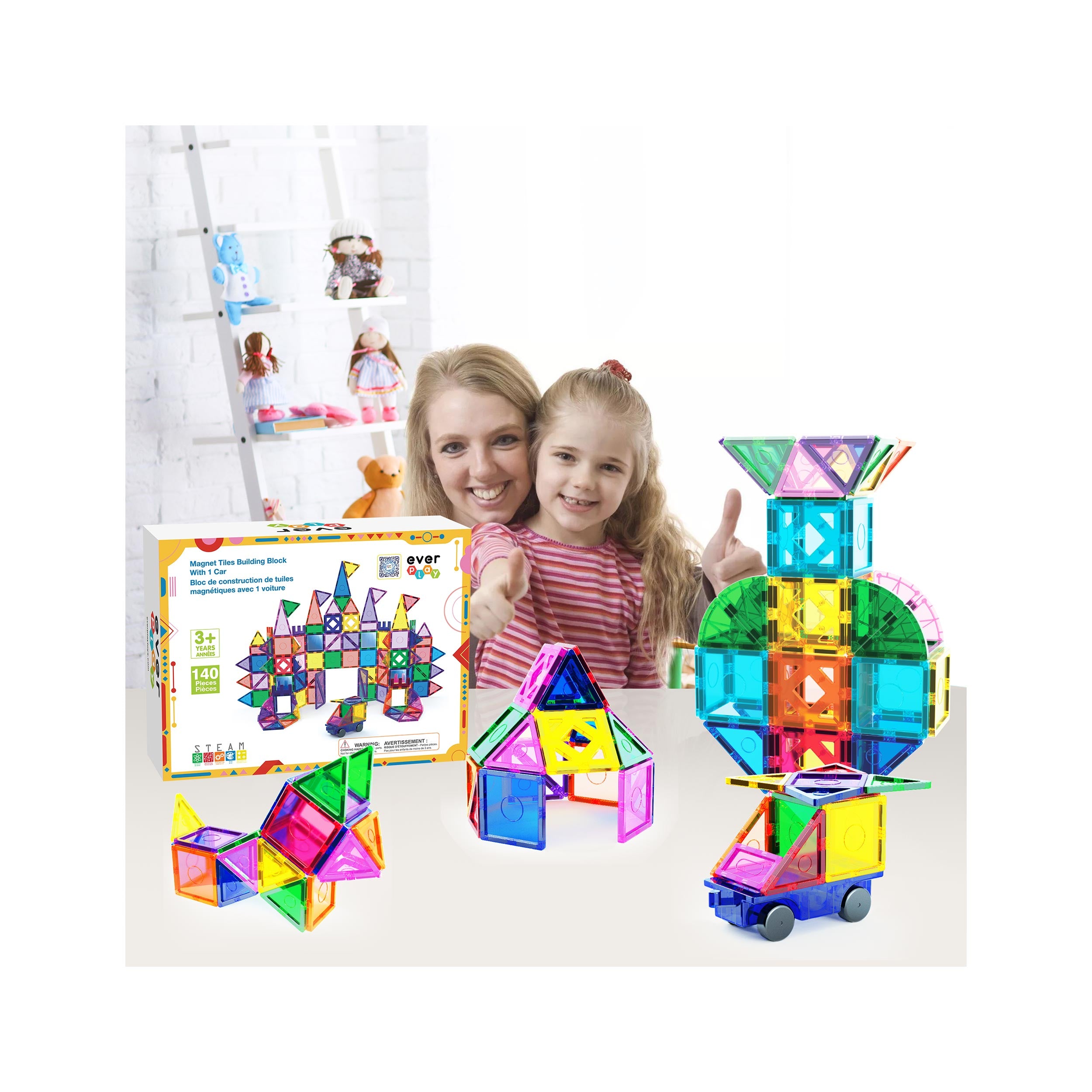 潔世一 アルティメタル 140個セット Everplay 140 Piece Magnetic Tile Set · PicassoTiles