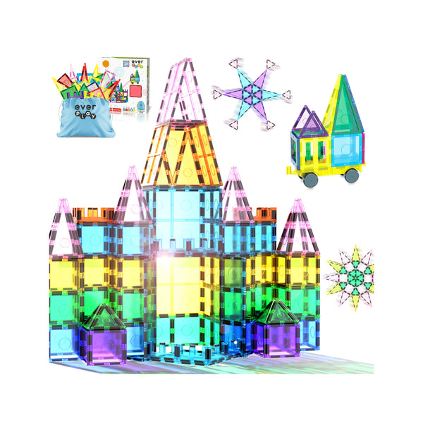 m*m様 Play Along! セット EverPlay 61pc Magnet Tile Building Blocks with Car Base Drawstring