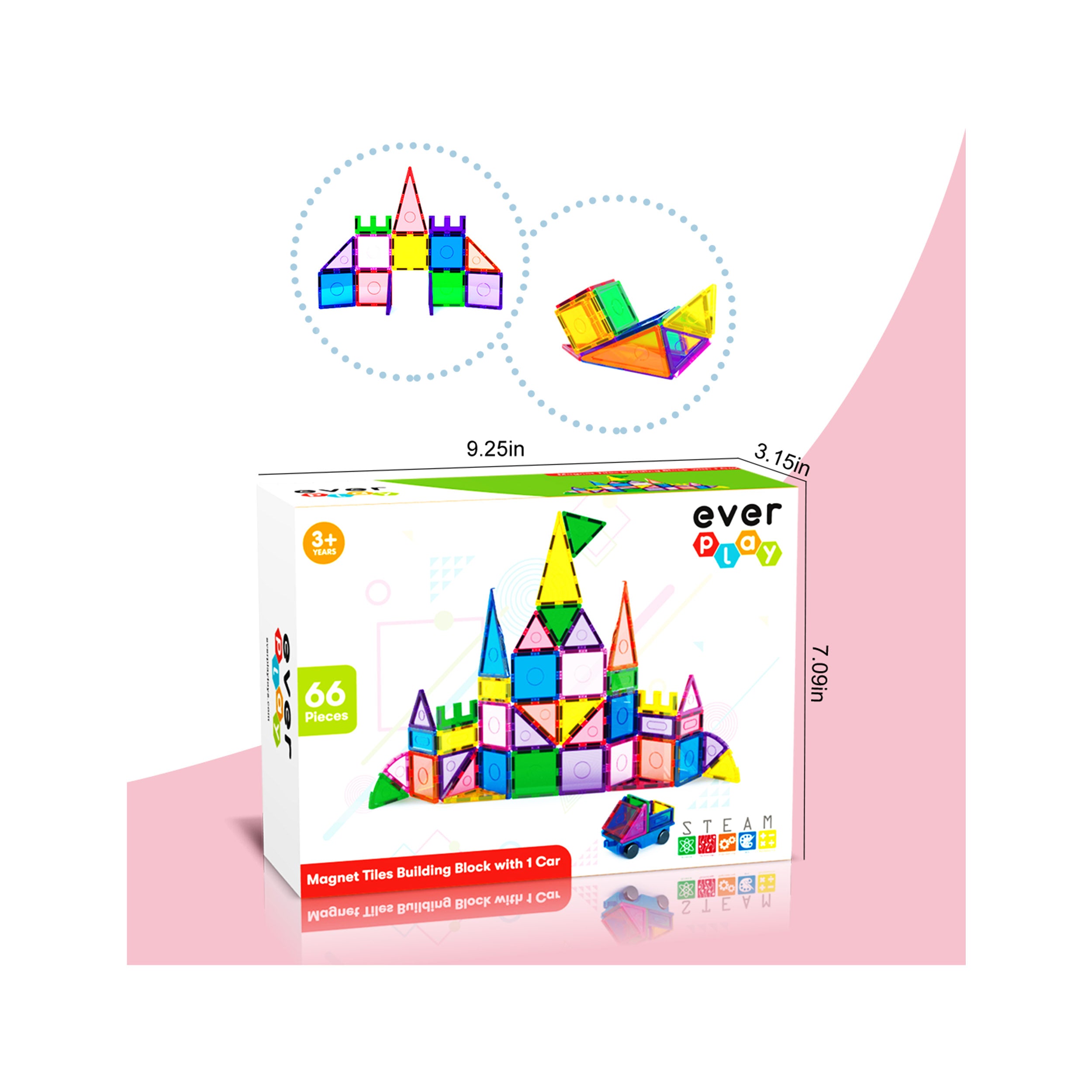 Everplay 66 Piece Magnetic Tile Set