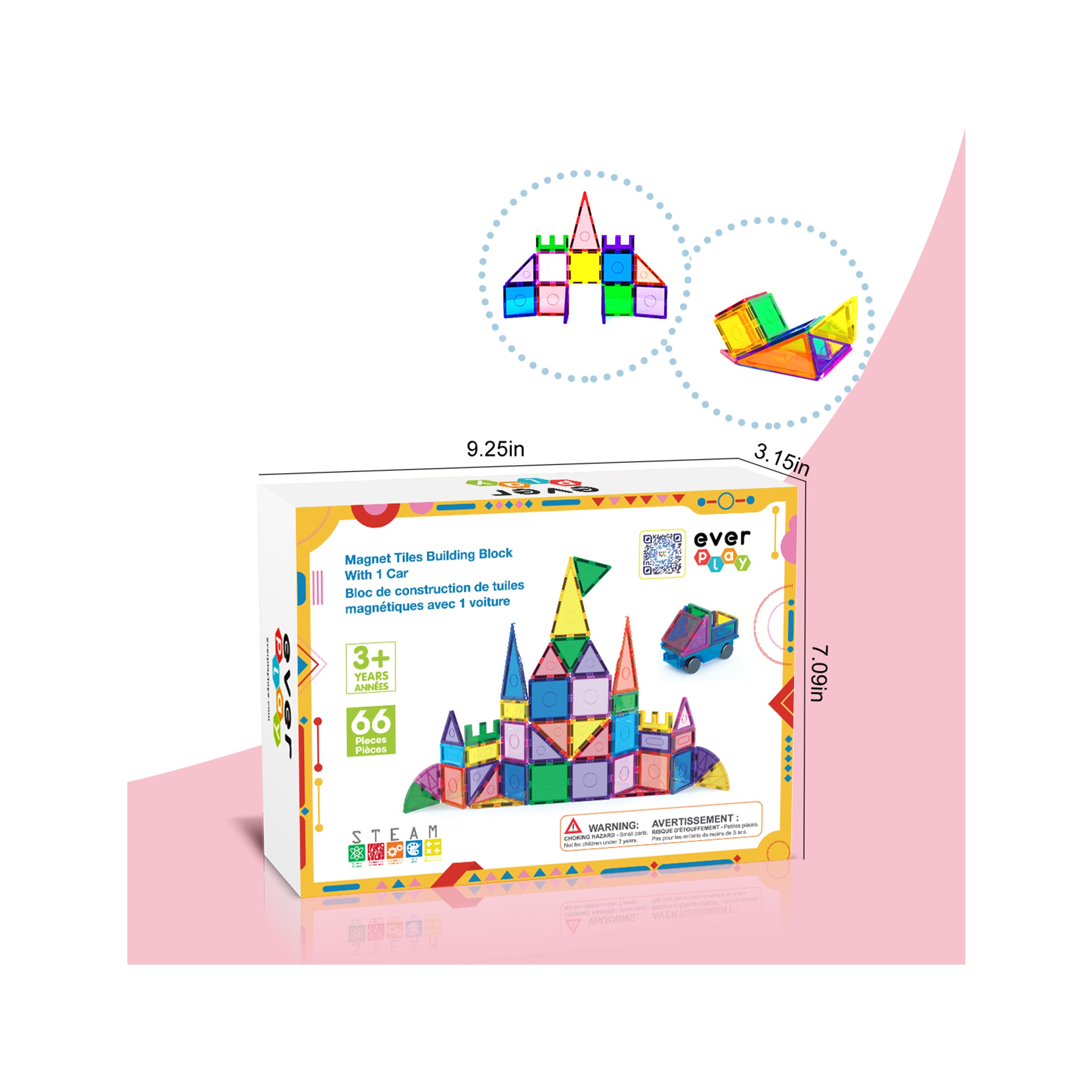 Everplay 66 Piece Magnetic Tile Set · PicassoTiles