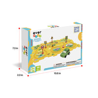 Ever Play dinosaur puzzle track set box showing dimensions: 7.5 in height, 10.6 in length, and 2.0 in width.