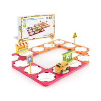 EverPlay 60pc Rotating Reversible Race Track Building Block Set with School Bus