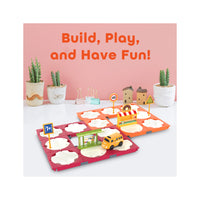 EverPlay 60pc Rotating Reversible Race Track Building Block Set with School Bus