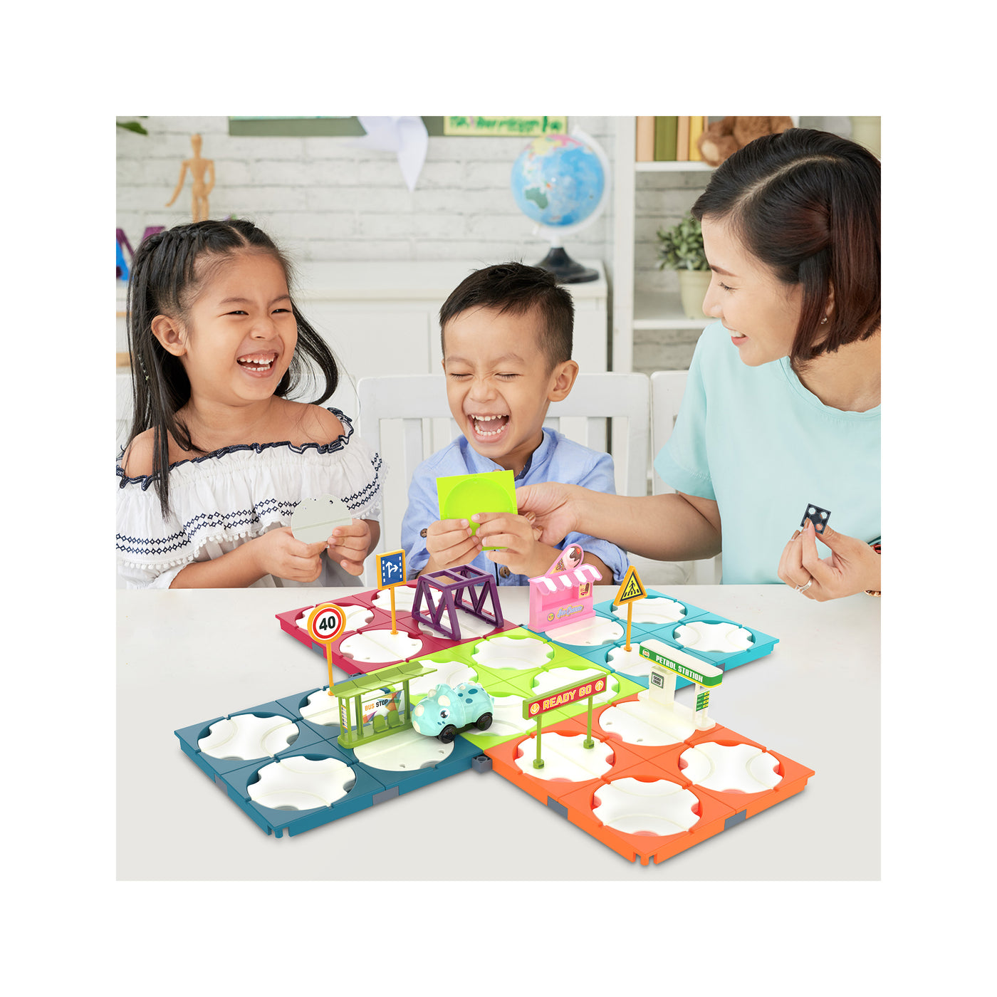 EverPlay 85pc Race Track Reversible Builder Set with Dino Vehicle