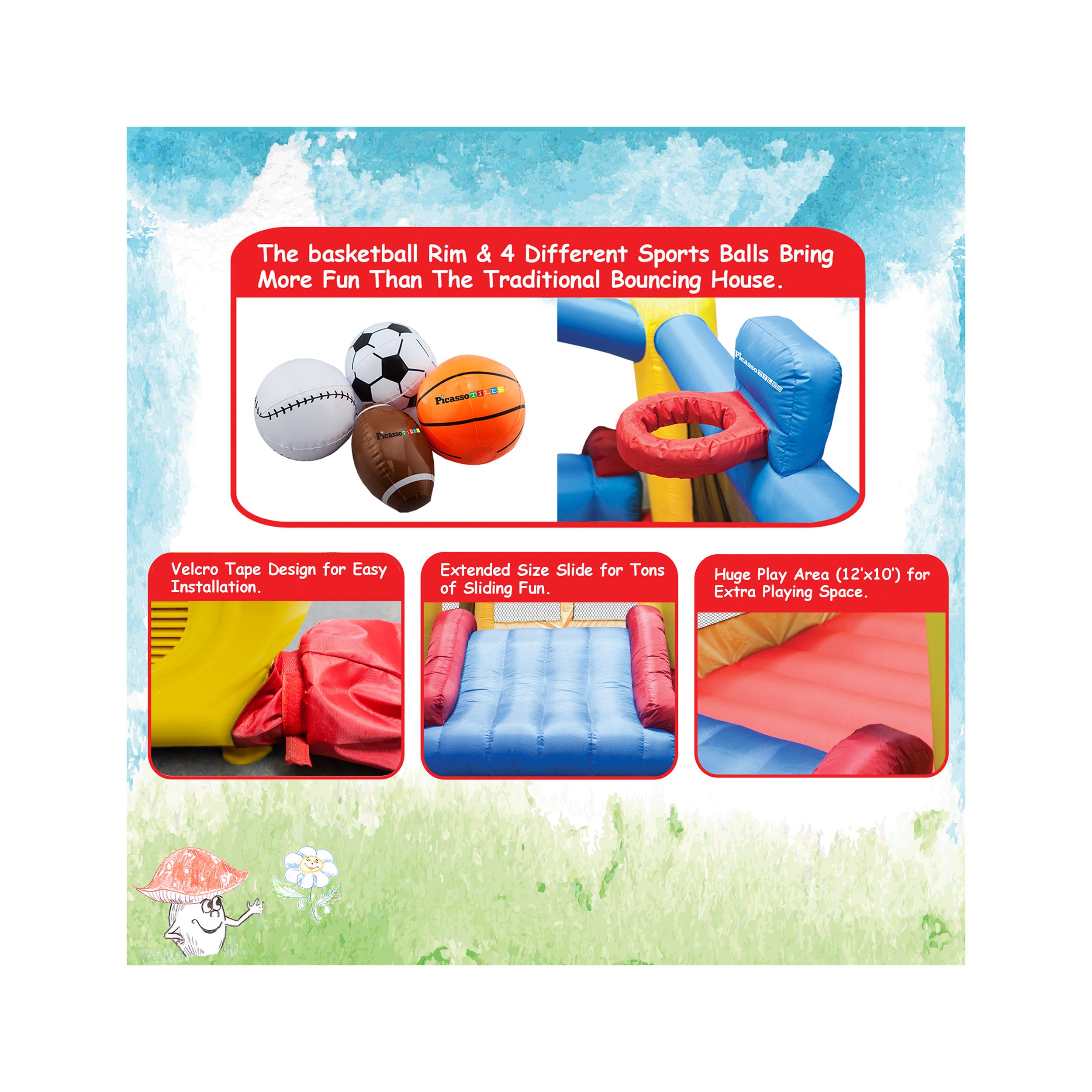 PicassoTiles Jump, Slide, and Dunk Bounce House