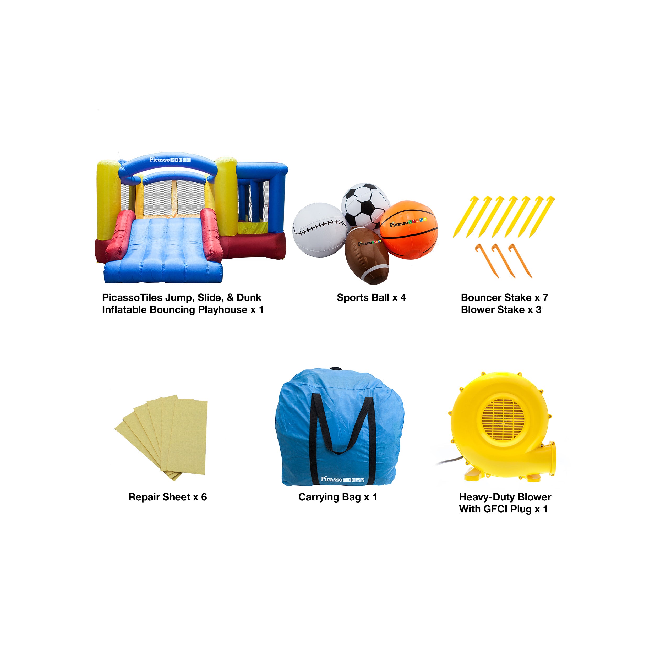 PicassoTiles Jump, Slide, and Dunk Bounce House