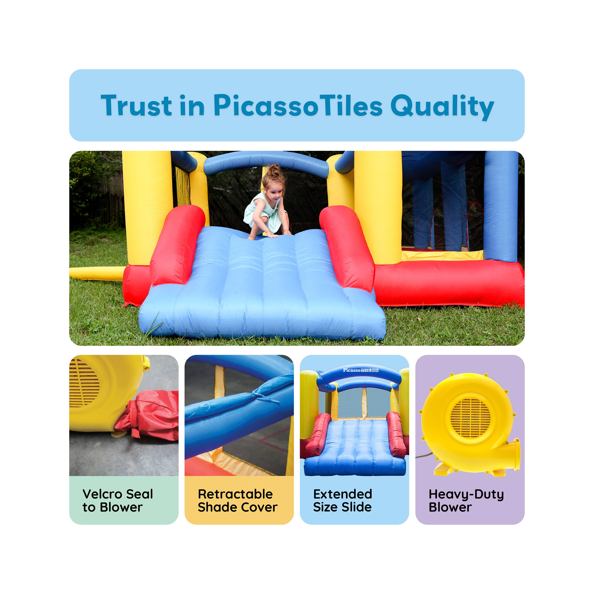 ディズニー How it Works in thecountry PicassoTiles Inflatable Bounce House Jump & Slide with Pit