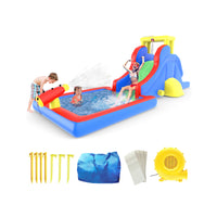 PicassoTiles Inflatable Water Slide Bounce House w/ Pool Area