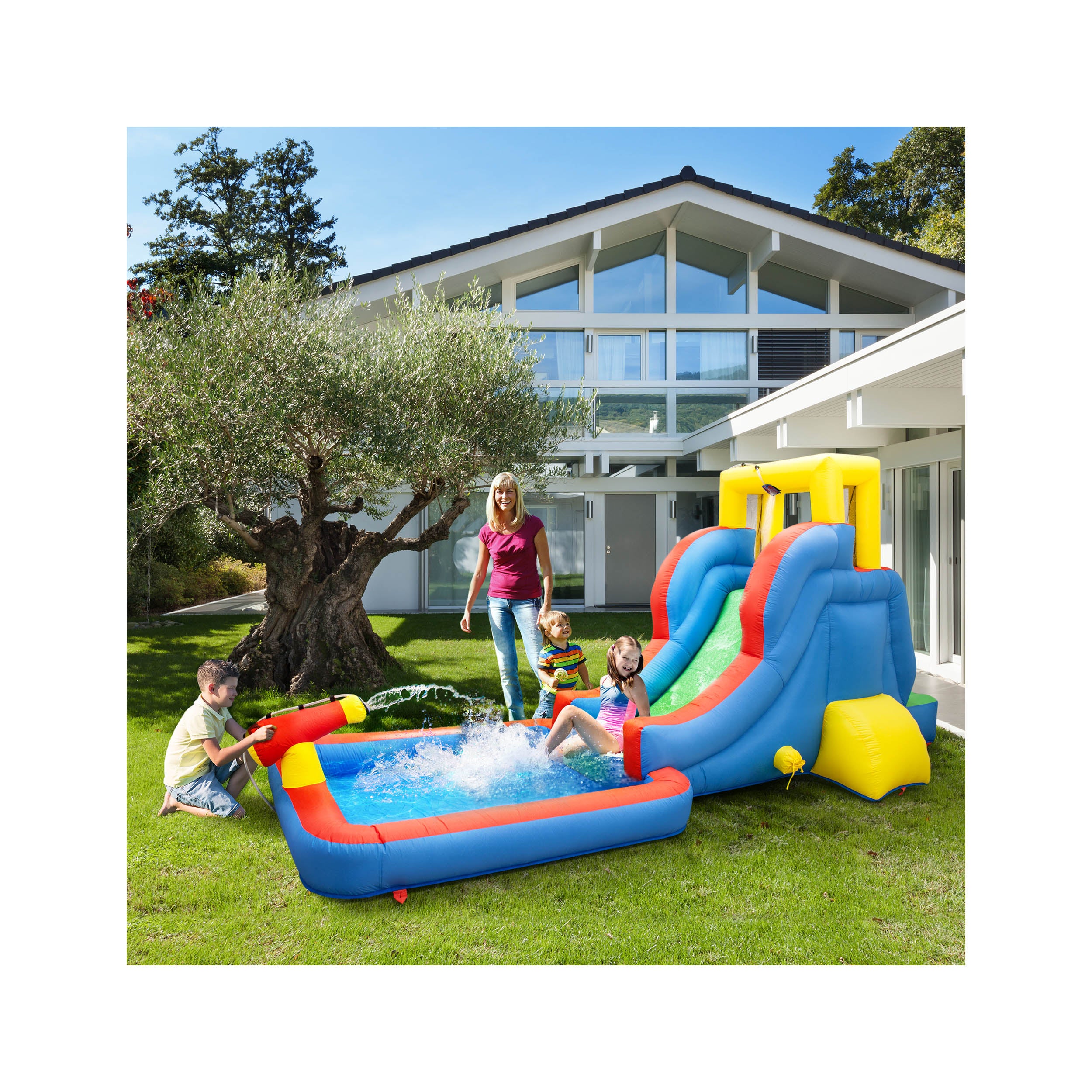 PicassoTiles Inflatable Bounce House Water Slide Park
