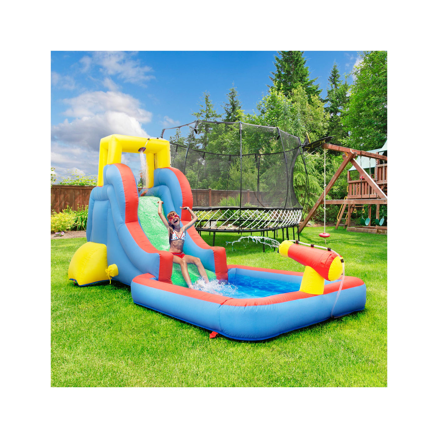 PicassoTiles Inflatable Bounce House Water Slide Park
