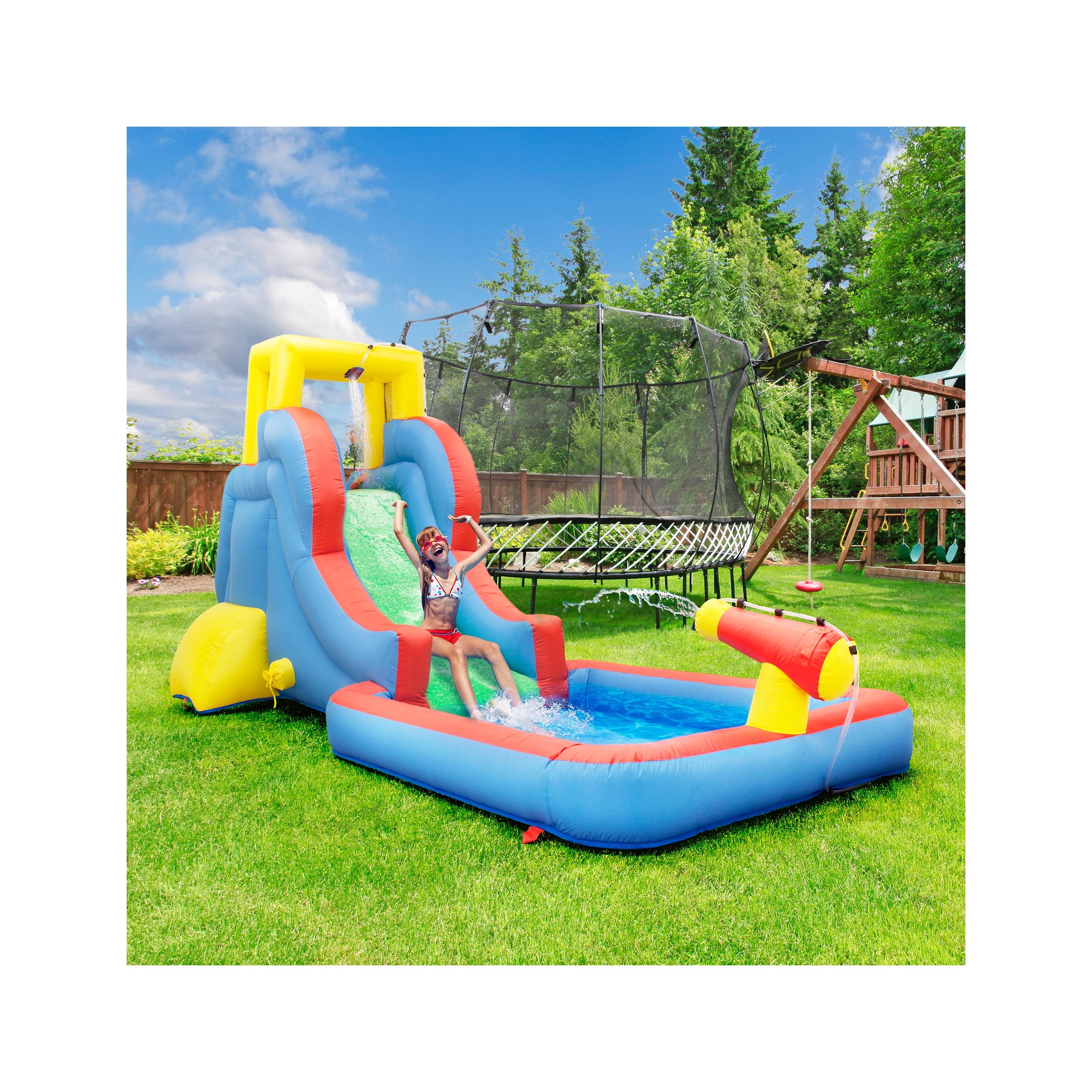 PicassoTiles Inflatable Bounce House Water Slide Park