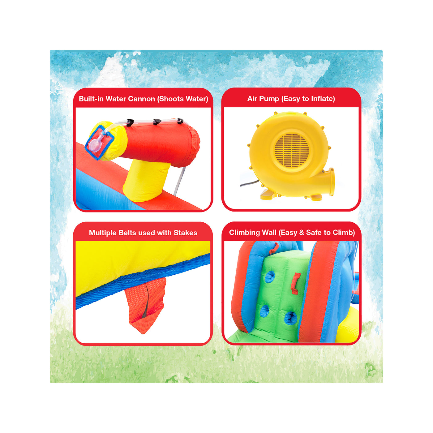 PicassoTiles Inflatable Bounce House Water Slide Park
