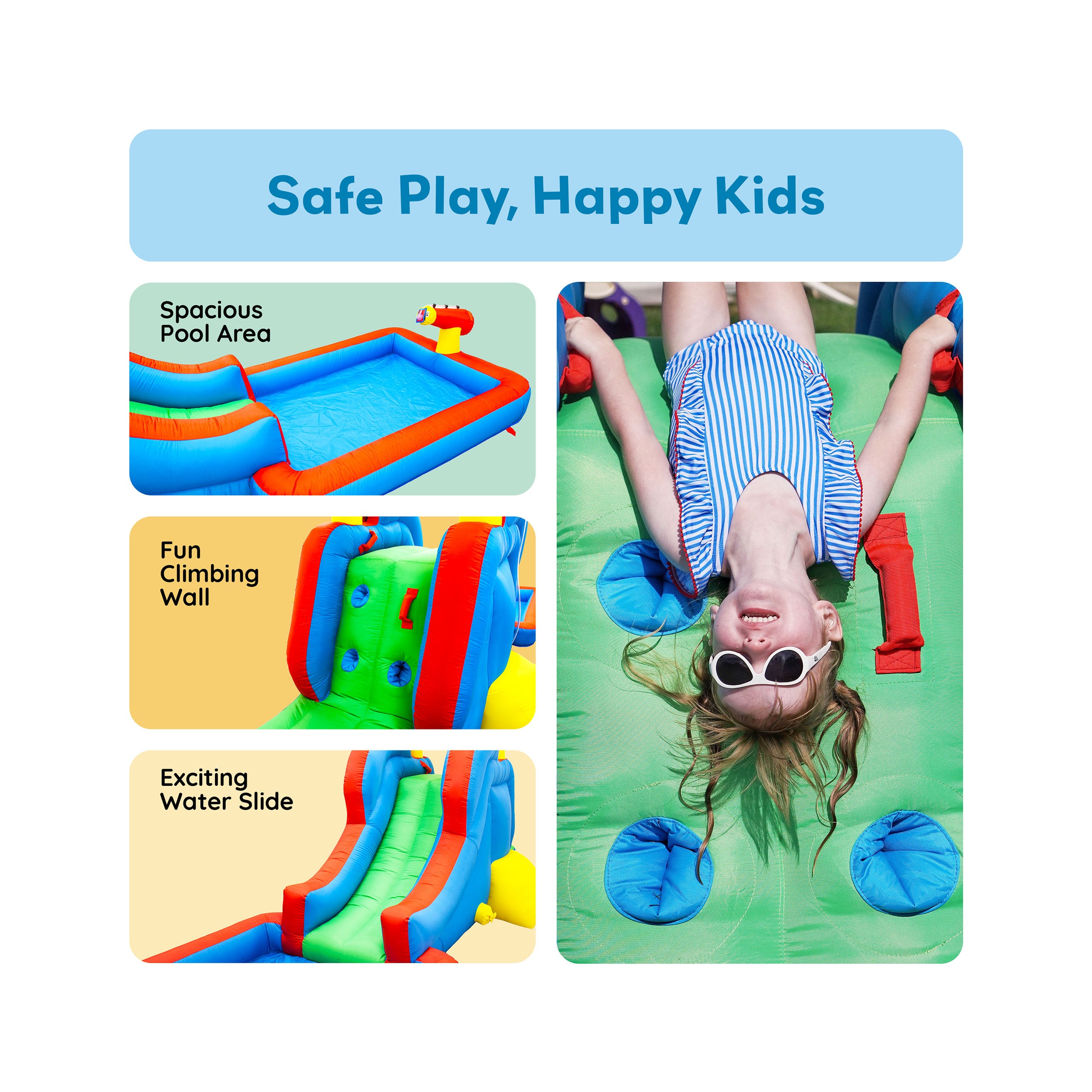 PicassoTiles Inflatable Water Slide Bounce House w/ Pool Area