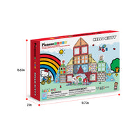 Hello Kitty 44-piece magnetic tile set box with dimensions (6.5 in x 9.7 in x 2 in) 