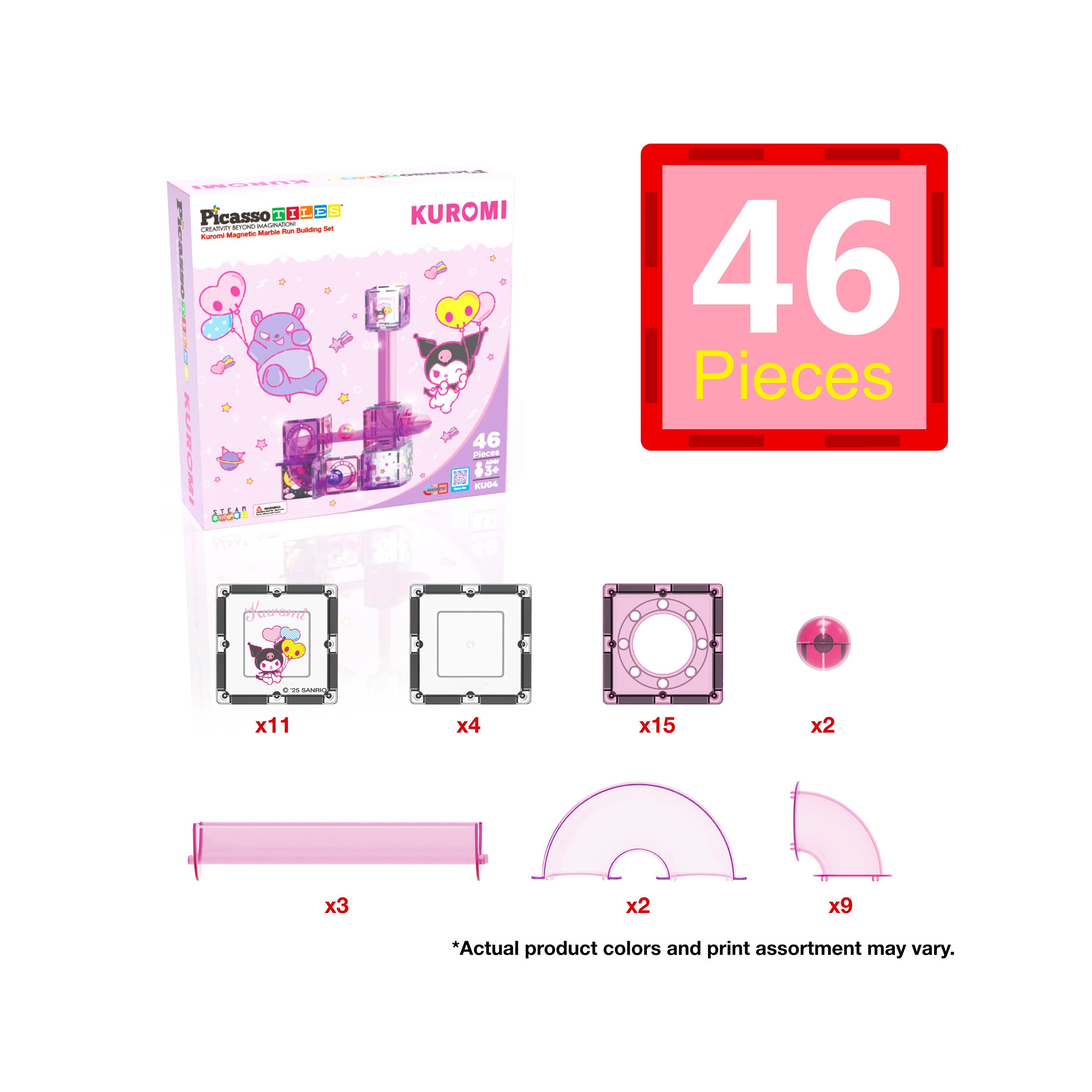 PicassoTiles Kuromi Marble Run Set
