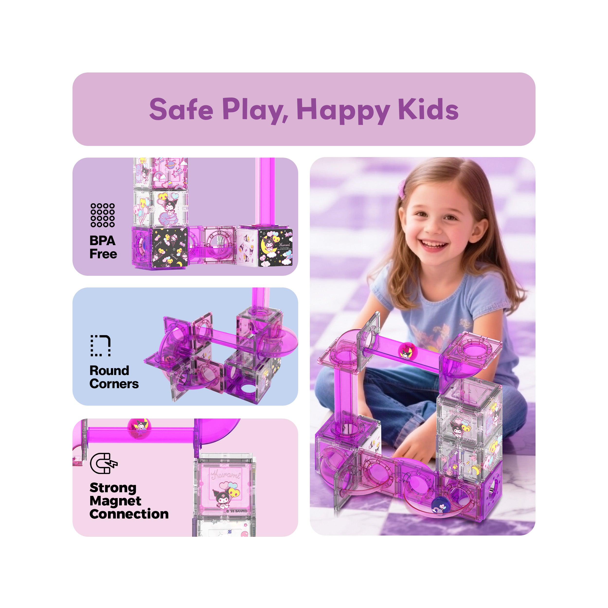 PicassoTiles Kuromi Marble Run Set