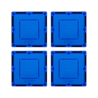 PicassoTiles 4 Piece 3" x 3" Blue Square Magnetic Tiles