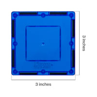 PicassoTiles 4 Piece 3" x 3" Blue Square Magnetic Tiles
