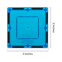 PicassoTiles 4 Piece 3" x 3" Light Blue Square Magnetic Tiles