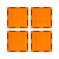 PicassoTiles 4 Piece 3" x 3" Orange Square Magnetic Tiles