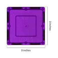 PicassoTiles 4 Piece 3" x 3" Purple Square Magnetic Tiles