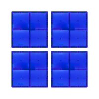 PicassoTiles 4 Piece 6" x 6" Blue Square Magnetic Tiles