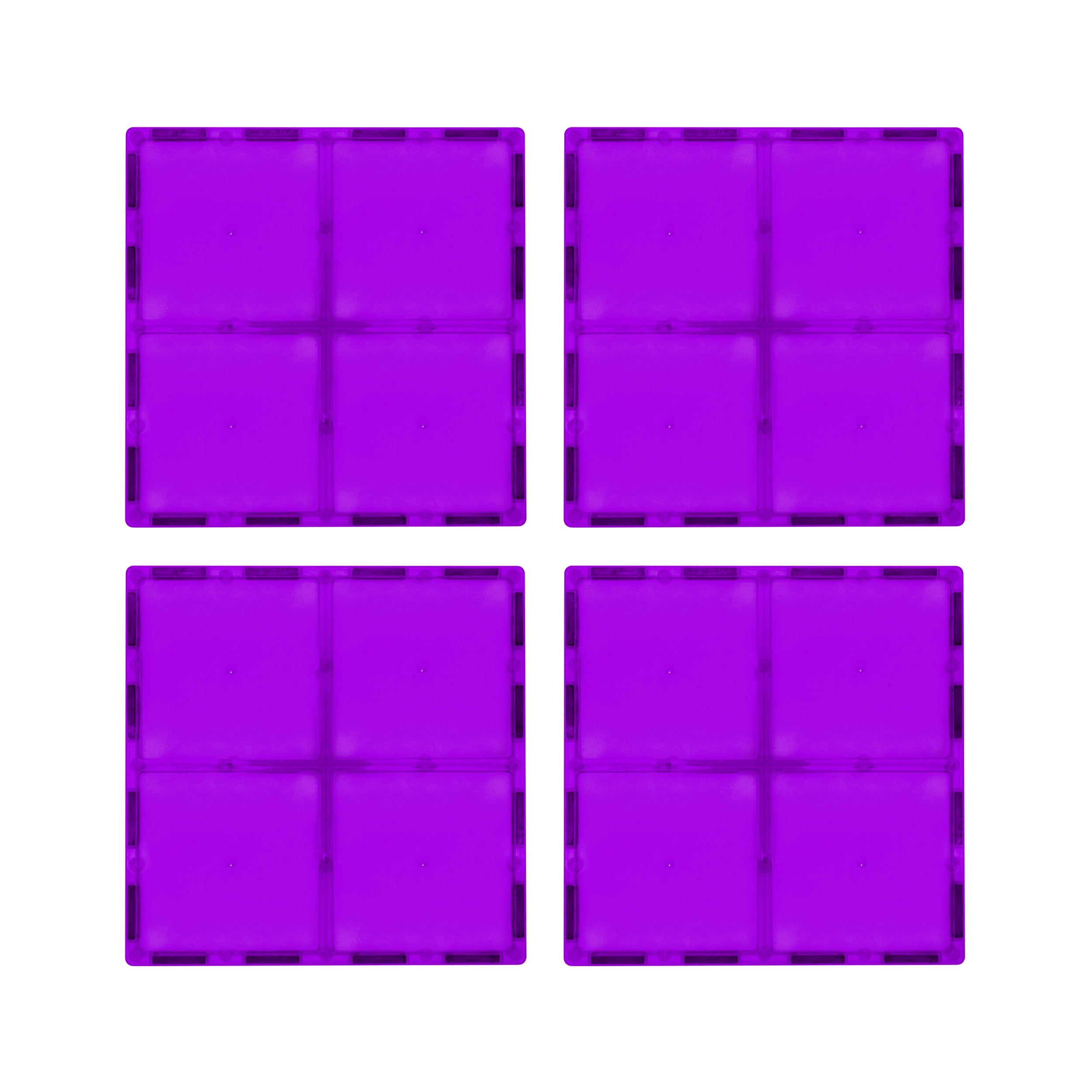 PicassoTiles 4 Piece 6" x 6" Purple Square Magnetic Tiles
