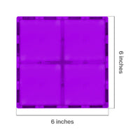 PicassoTiles 4 Piece 6" x 6" Purple Square Magnetic Tiles