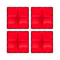PicassoTiles 4 Piece 6" x 6" Red Square Magnetic Tiles