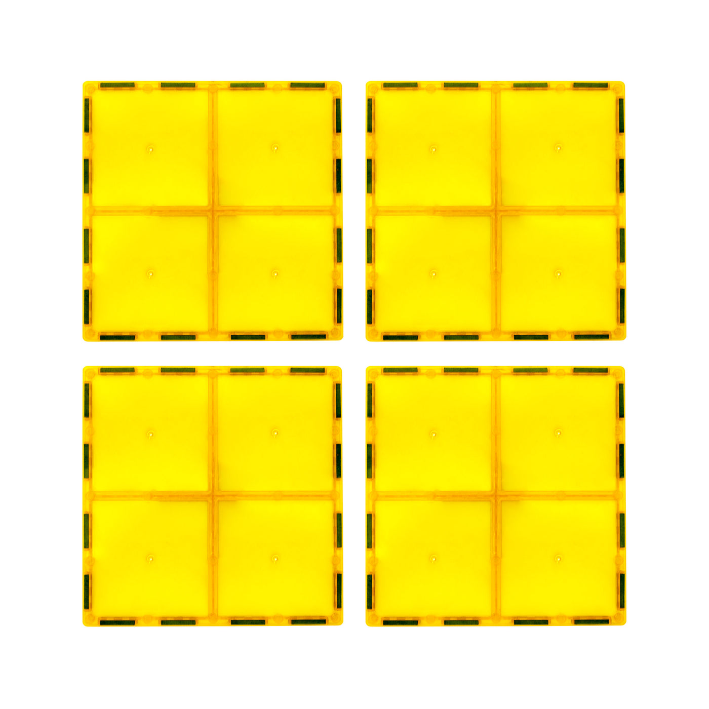 PicassoTiles 4 Piece 6" x 6" Yellow Square Magnetic Tiles