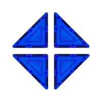 PicassoTiles 4 Piece Blue Right Triangle Magnetic Tiles