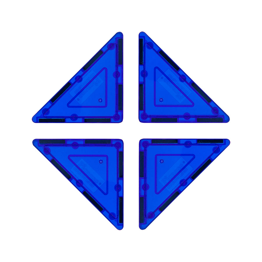 PicassoTiles 4 Piece Blue Right Triangle Magnetic Tiles