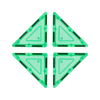 PicassoTiles 4 Piece Green Right Triangle Magnetic Tiles
