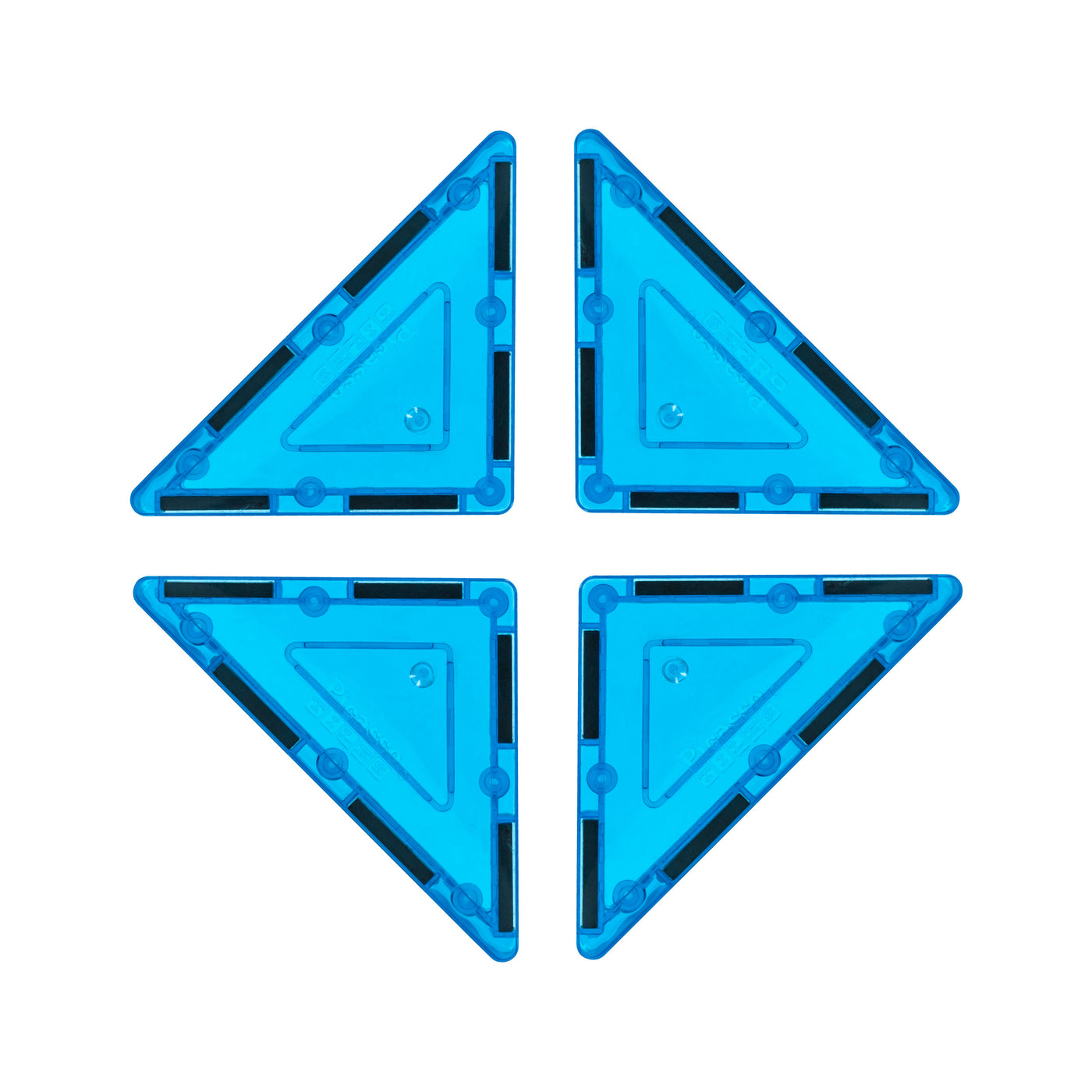 PicassoTiles 4 Piece Light Blue Right Triangle Magnetic Tiles