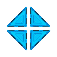 PicassoTiles 4 Piece Light Blue Right Triangle Magnetic Tiles