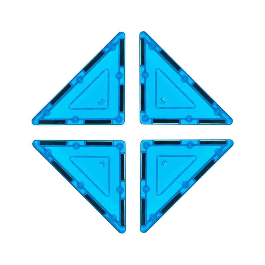 PicassoTiles 4 Piece Light Blue Right Triangle Magnetic Tiles